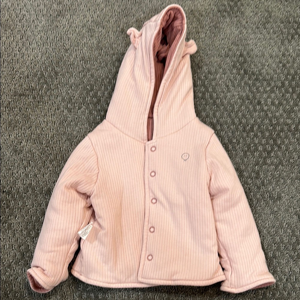 Mori Ribbed Reversible Coat - Ribbed Blush & Rose / 3 - 6 M